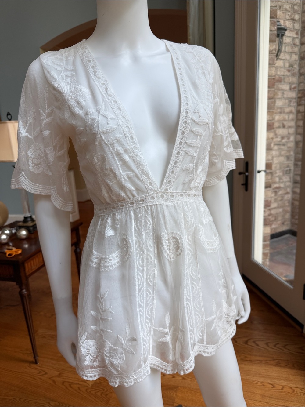 Wild Honey White Eyelet Lace Romper